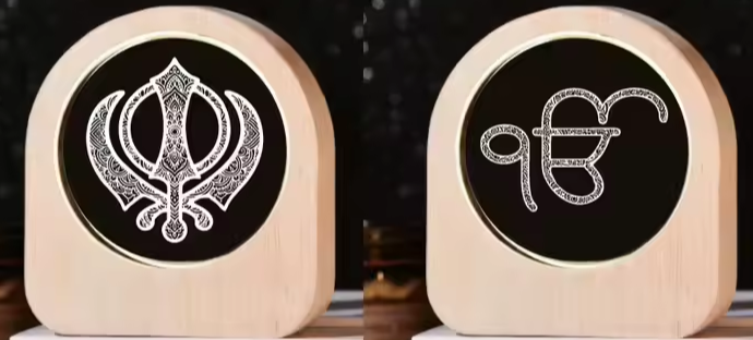 Divine Harmony: Khanda & Ek Onkar Laser-Engraved Decor