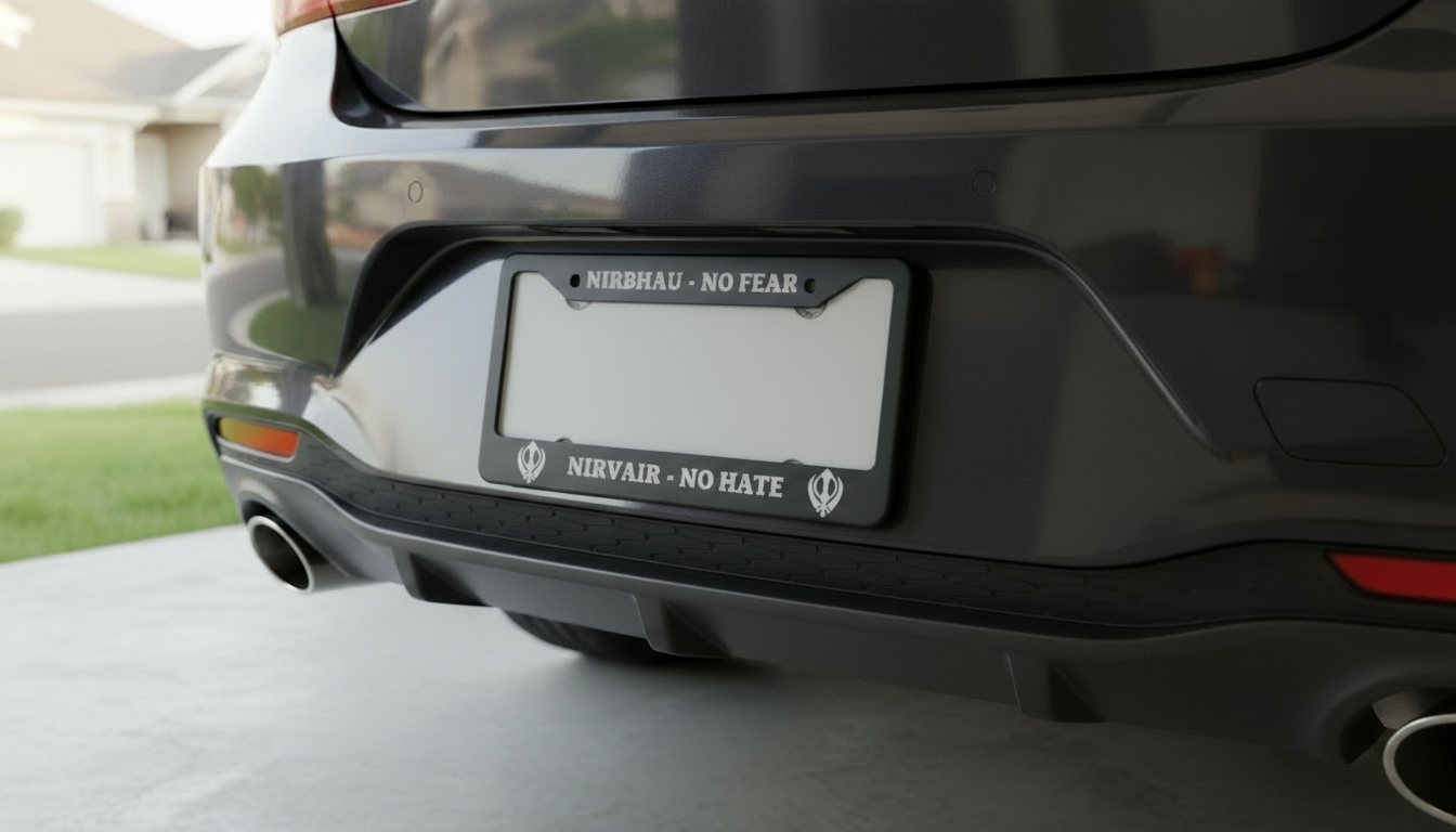 Nirbhau (No Fear), Nirvair (No Hate) License Plate Holder