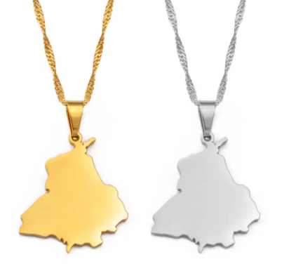 Punjab Map Pendant Necklace