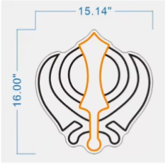 Khanda LED Neon Light – White Frame with Orange Center Sword