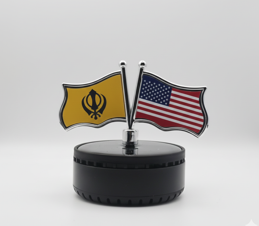 Solar Air Freshener Khanda Flag and USA Flag